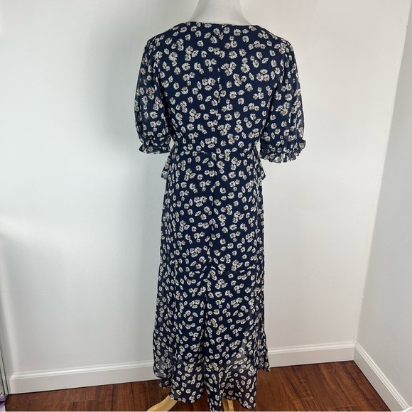 Lulus Anything Lovelier Navy Blue Floral Print Tiered Midi Dress Size S - Picture 7 of 10